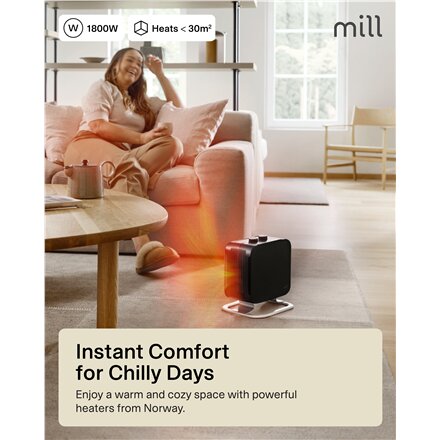 Mill , Heater , CUS1800MECBA , PTC Fan , 1800 W , Suitable for rooms up to 30 m² , Black