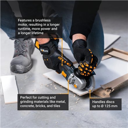 Batavia B.V. , Cordless Brushless Angle Grinder, Without battery and charger - 18V , 125 mm