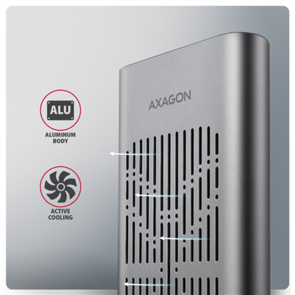 AXAGON USB-C 20Gbps Dual M.2 NVMe SSD CLONE MASTER Enclosure , EEM2-20GD