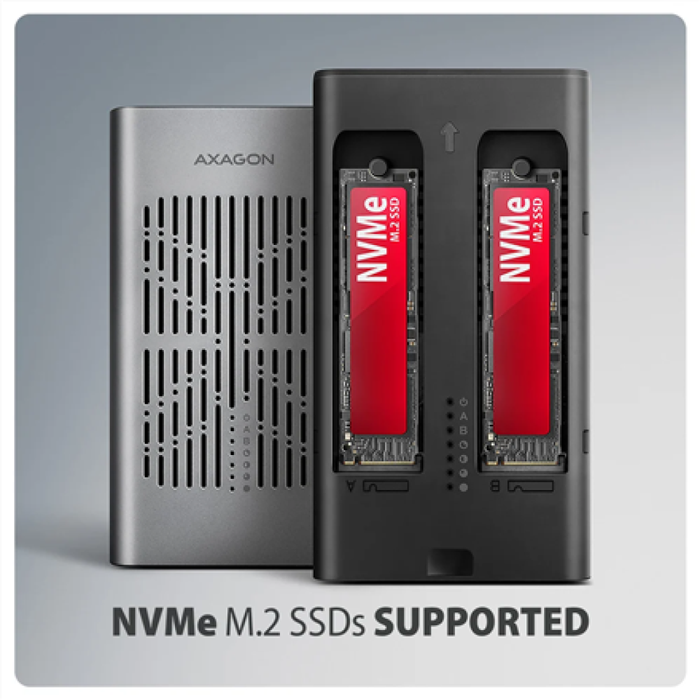 AXAGON USB-C 20Gbps Dual M.2 NVMe SSD CLONE MASTER Enclosure , EEM2-20GD
