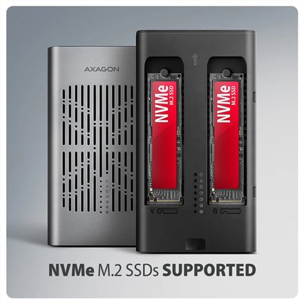 AXAGON USB-C 20Gbps Dual M.2 NVMe SSD CLONE MASTER Enclosure , EEM2-20GD