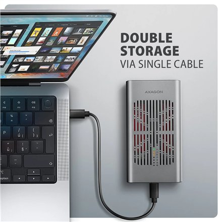 AXAGON USB-C 20Gbps Dual M.2 NVMe SSD CLONE MASTER Enclosure , EEM2-20GD