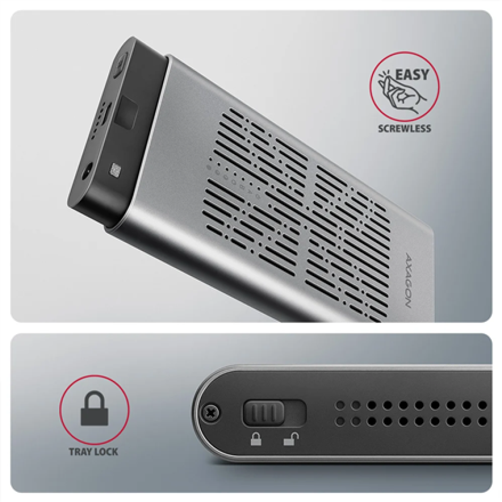 AXAGON USB-C 20Gbps Dual M.2 NVMe SSD CLONE MASTER Enclosure , EEM2-20GD