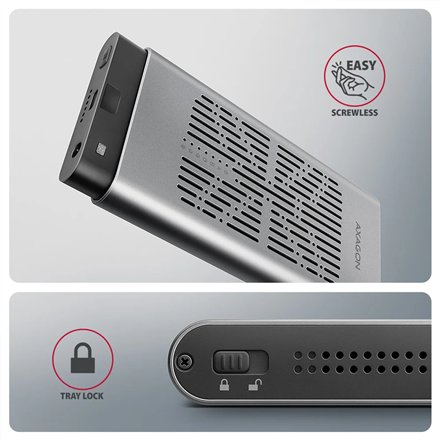 AXAGON USB-C 20Gbps Dual M.2 NVMe SSD CLONE MASTER Enclosure , EEM2-20GD