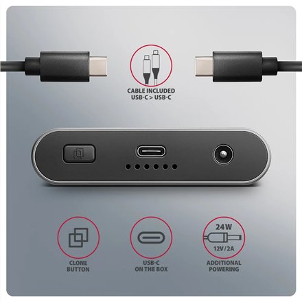 AXAGON USB-C 20Gbps Dual M.2 NVMe SSD CLONE MASTER Enclosure , EEM2-20GD