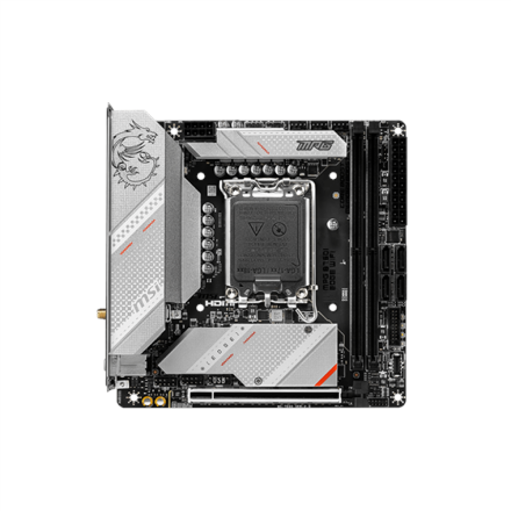 SALE OUT. MSI MPG B760I EDGE WIFI , Processor family Intel , Processor socket LGA1700 , DDR5 DIMM , Memory slots 2 , Supported hard disk drive interfaces SATA, M.2 , Number of SATA connectors 4 , Chipset Intel B760 , Mini-ITX , REFURBISHED, WITHOUT ORIGIN