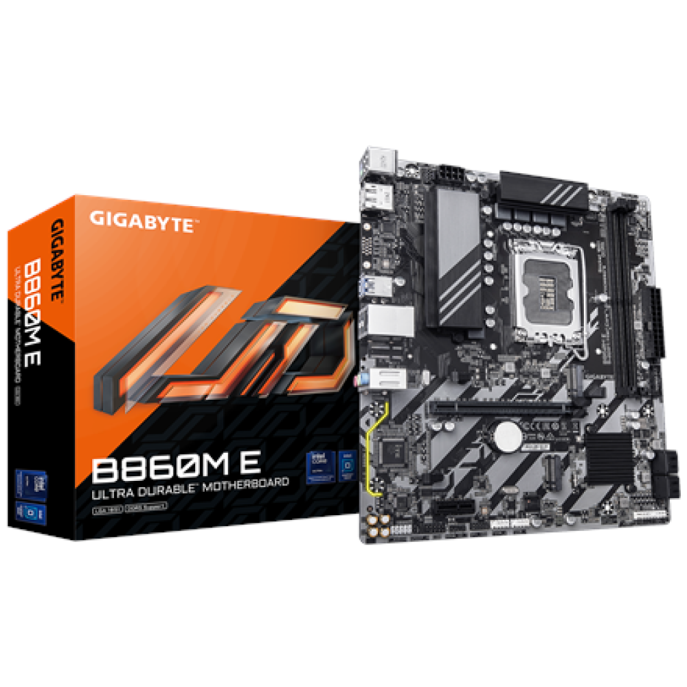 Gigabyte B860M E , Processor family Intel , Processor socket LGA1851 , DDR5 , Supported hard disk drive interfaces SATA, M.2 , Number of SATA connectors 4