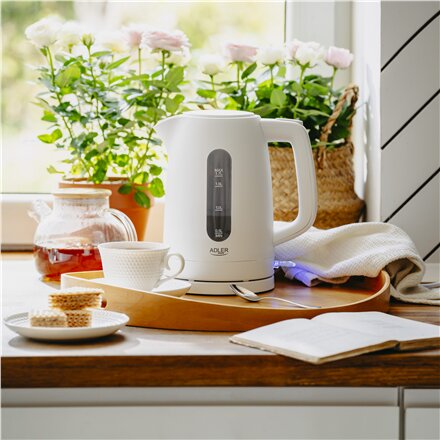 Adler Kettle , AD 1379w , Electric , 2200 W , 1.7 L , Polypropylene , 360° rotational base , White