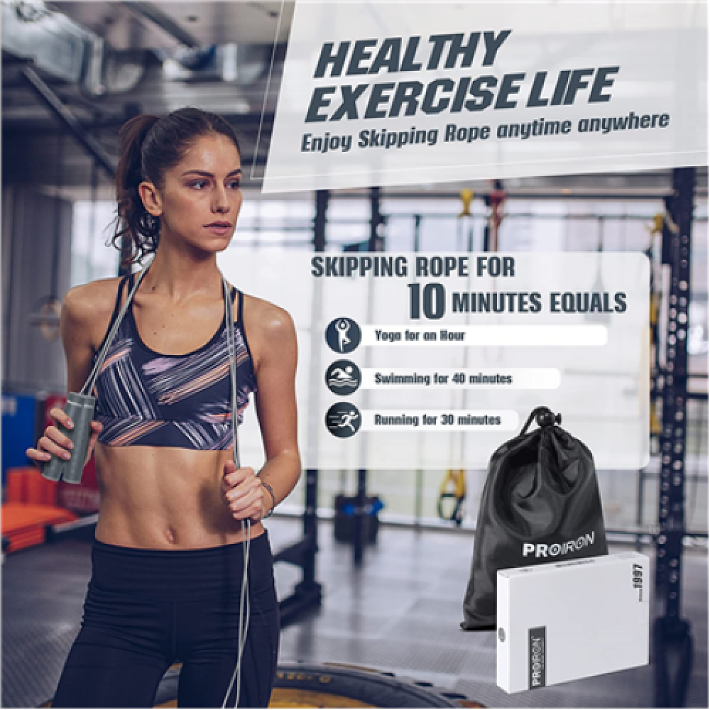 PROIRON Weighted skipping rope 300 cm, Grey, PVC
