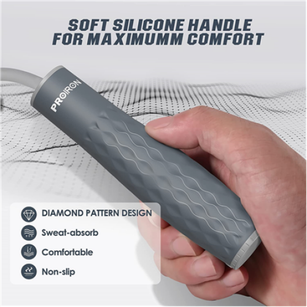 PROIRON Weighted skipping rope 300 cm, Grey, PVC