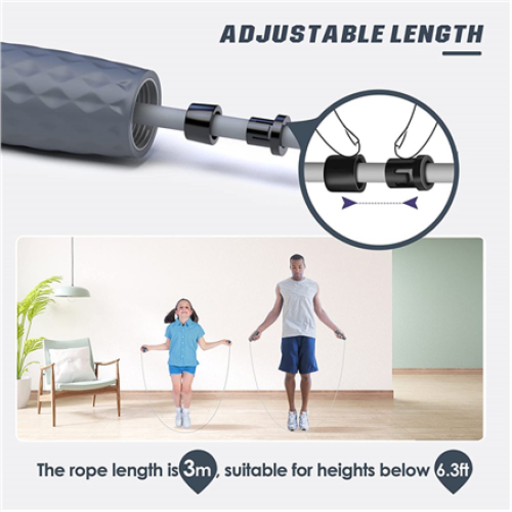 PROIRON Weighted skipping rope 300 cm, Grey, PVC