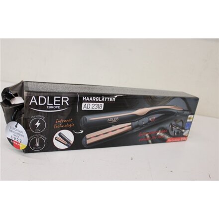 SALE OUT. Adler AD 2318 Infrared Hair straightener, Fast PTC heating, Black , Adler Infrared Hair Straightener , AD 2318 , Warranty 24 month(s) , Ceramic heating system , Temperature (min) 150 °C , Temperature (max) 230 °C , 35 W , Black , DAMAGED PACKAGI