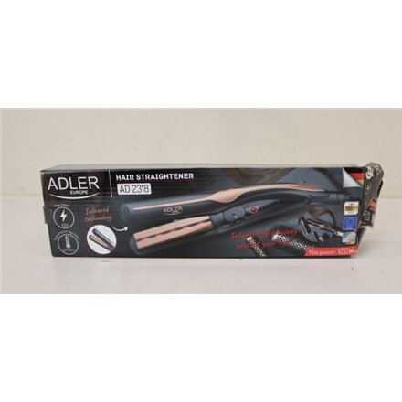 SALE OUT. Adler AD 2318 Infrared Hair straightener, Fast PTC heating, Black , Adler Infrared Hair Straightener , AD 2318 , Warranty 24 month(s) , Ceramic heating system , Temperature (min) 150 °C , Temperature (max) 230 °C , 35 W , Black , DAMAGED PACKAGI