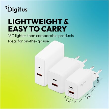 Digitus , USB GaN Charger 45W, 1x USB-C, 1x USB-A , DA-10302