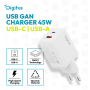 Digitus USB GaN Charger 45W, 1x USB-C, 1x USB-A , DA-10302