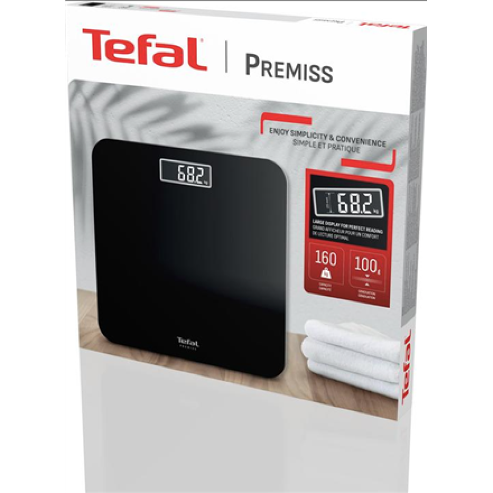 TEFAL , Premiss PP1800V0 , Bathroom Scale , Maximum weight (capacity) 160 , Accuracy 100 g , Black