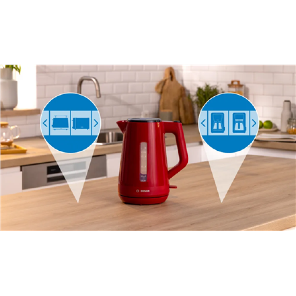 Bosch Kettle , TWK1M124 , Electric , 2400 W , 1.7 L , Plastic , 360° rotational base , Red