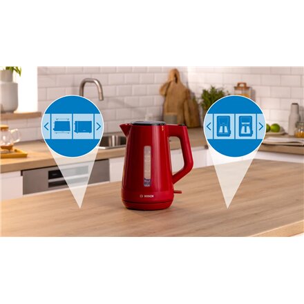 Bosch Kettle , TWK1M124 , Electric , 2400 W , 1.7 L , Plastic , 360° rotational base , Red