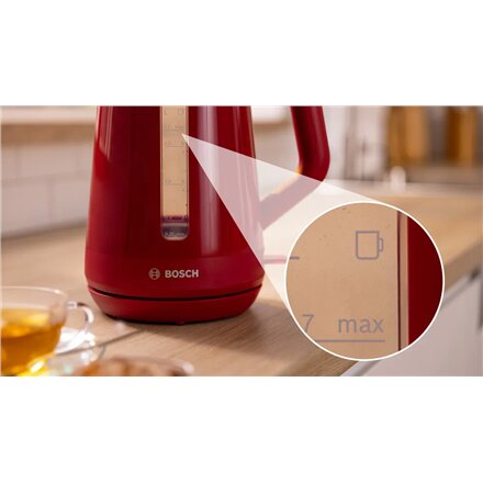 Bosch Kettle , TWK1M124 , Electric , 2400 W , 1.7 L , Plastic , 360° rotational base , Red