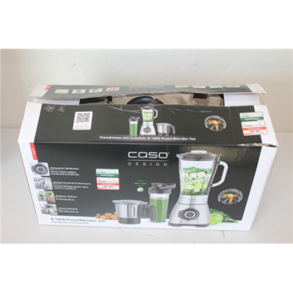SALE OUT. Caso B1800 Blender, Stand, Power 1800 W, Variable speed regulation, Glass jug 1.75 L, Stainless steel Caso Blender B1800 Tabletop, 1800 W, Jar material Glass, Jar capacity 1.75 L, Ice crushing, Mini chopper, Stainless steel, DAMAGED PACKAGING
