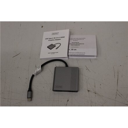 SALE OUT. Digitus USB-C - 2x HDMI Adapter, 18 cm 4K/30Hz, Silver, Aluminium housing , Digitus USB-C - 2x HDMI Adapter , DA-70828 , USB-C , HDMI , DAMAGED PACKAGING, UNPACKED