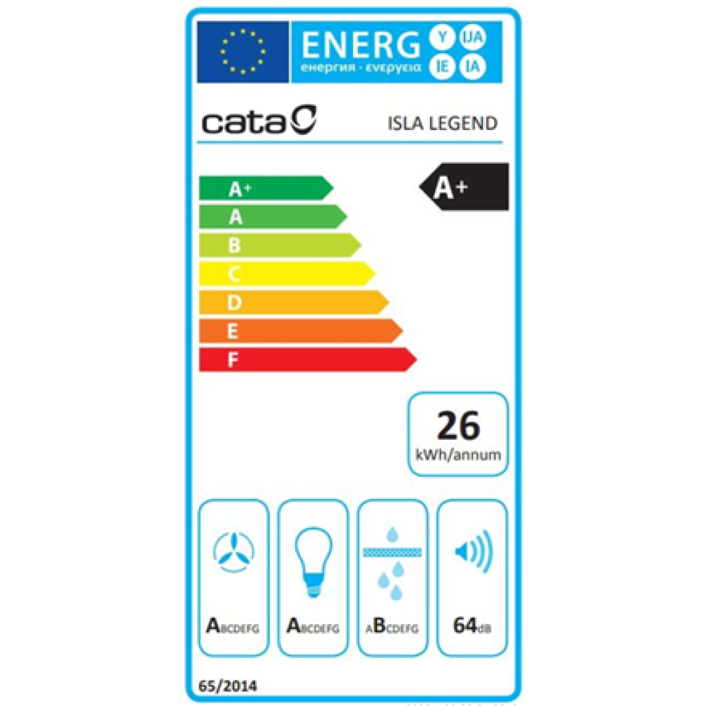 CATA , Hood , ISLA LEGEND , Island , Energy efficiency class A+ , Width 90 cm , 820 m³/h , Touch control , LED , Stainless steel