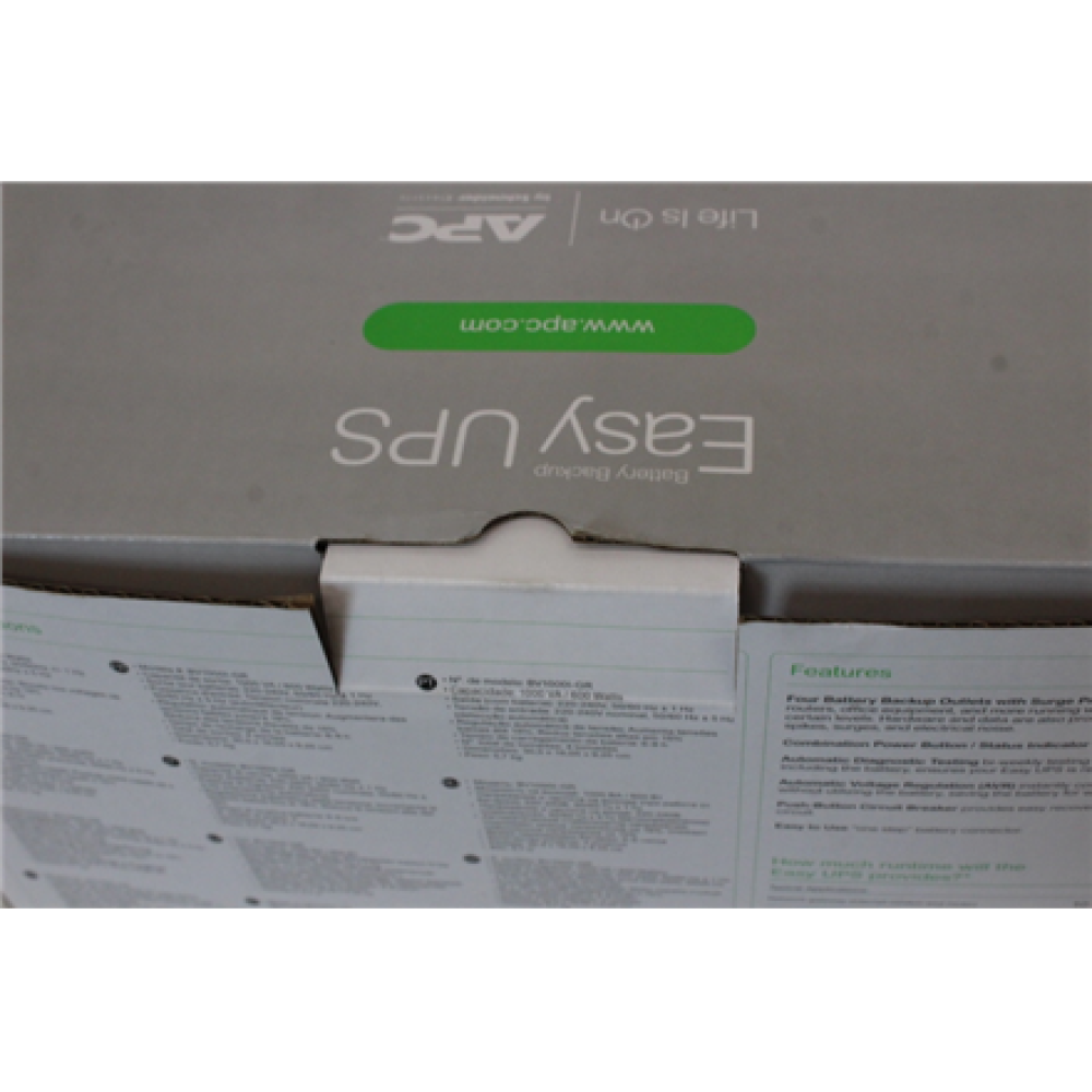 SALE OUT. APC Easy UPS, 1000VA, floor/wall mount, 230V, 4x CEE 7/3 Schuko sockets, AVR, Black , Schneider Electric APC Easy UPS , BV1000I-GR , 1000 VA , 600 W , UNPACKED, SCRATCHED SIDE