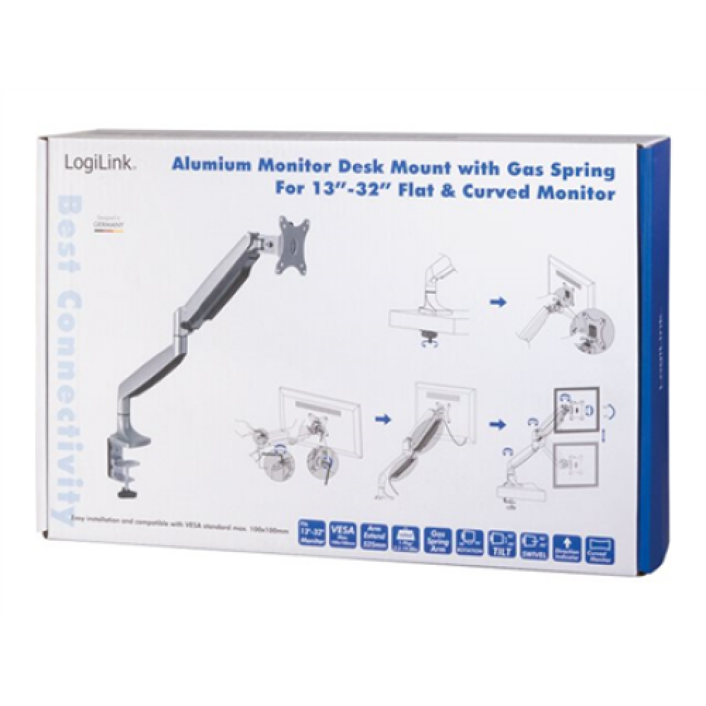 Logilink , Desk Mount , BP0042 , 13-32 , Maximum weight (capacity) 9 kg , Silver