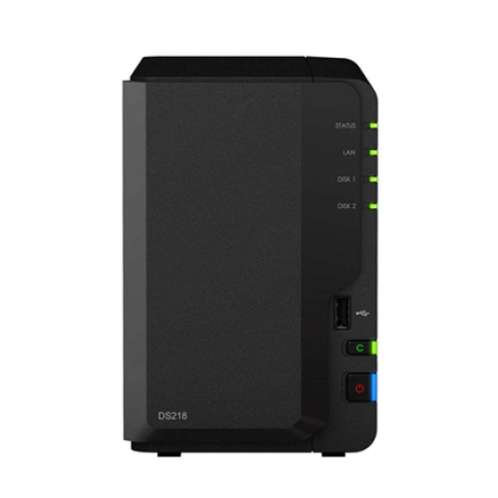 Synology , Tower NAS , DS218 , up to 2 HDD/SSD Hot-Swap , Realtek , Realtek RTD1296 Quad Core , Processor frequency 1.4 GHz , 2 GB , DDR4