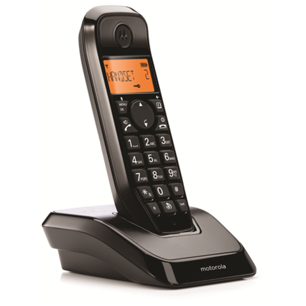 Motorola Digital Cordless Telephone , S1201B , Built-in display , Black