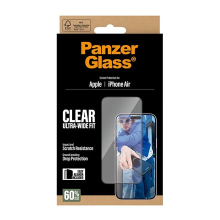 PanzerGlass Screen protector , Apple , iPhone Air , Glass , Transparent , Ultra-Wide Fit w. EasyAligner