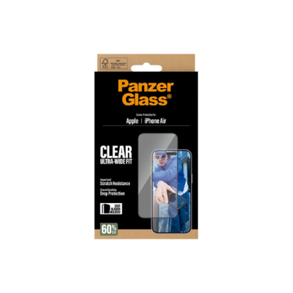 PanzerGlass Screen protector , Apple , iPhone Air , Glass , Transparent , Ultra-Wide Fit w. EasyAligner