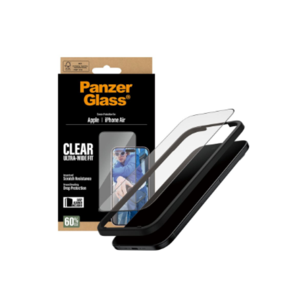 PanzerGlass Screen protector , Apple , iPhone Air , Glass , Transparent , Ultra-Wide Fit w. EasyAligner