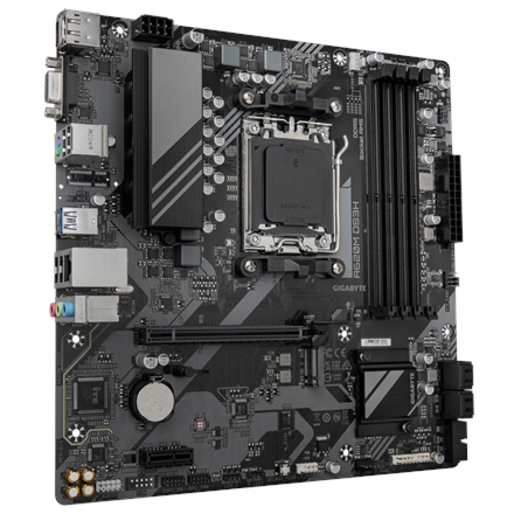 Gigabyte A620M DS3H , Processor family AMD , Processor socket AM5 , DDR5 , Supported hard disk drive interfaces M.2, SATA , Number of SATA connectors 4