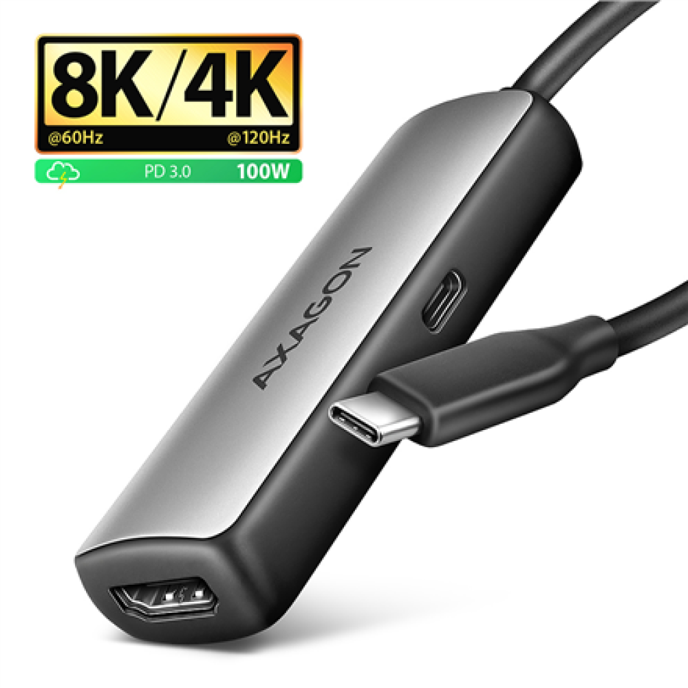 AXAGON Active converter RVC-HI8KPD, 100 W , USB Type-C to HDMI