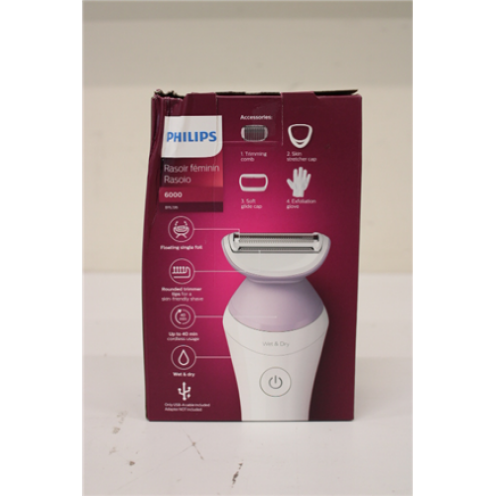 SALE OUT. Philips BRL136/00 Cordless Shaver, Wet & Dry, White/Purple Philips DAMAGED PACKAGING