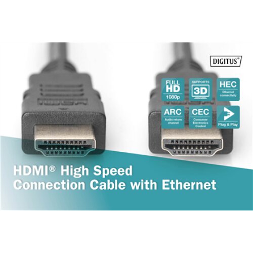 Digitus , High Speed HDMI Cable with Ethernet , AK-330114-030-S , HDMI male (type A) , HDMI male (type A) , HDMI to HDMI , 3 m