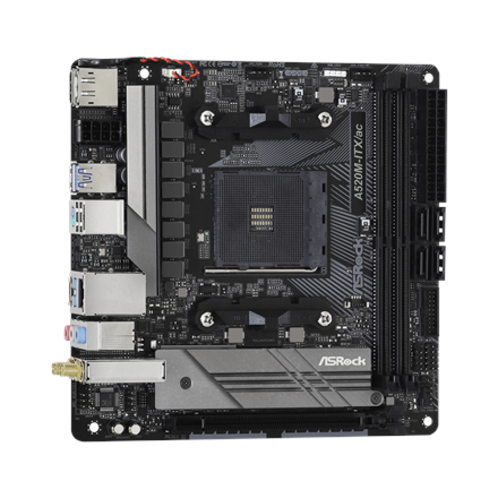 ASRock A520M-ITX/AC , Processor family AMD , Processor socket AM4 , DDR4 , Supported hard disk drive interfaces SATA, M.2 , Number of SATA connectors 4