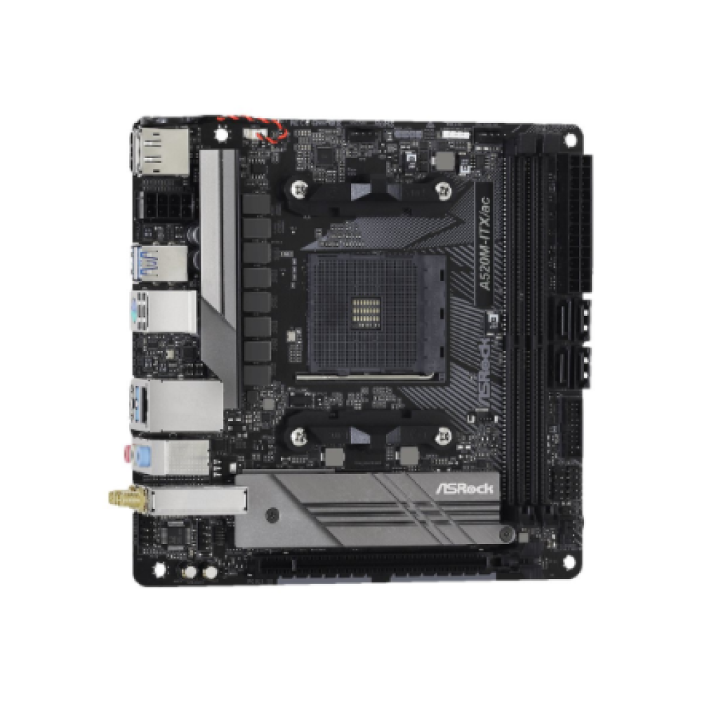 ASRock A520M-ITX/AC , Processor family AMD , Processor socket AM4 , DDR4 , Supported hard disk drive interfaces SATA, M.2 , Number of SATA connectors 4
