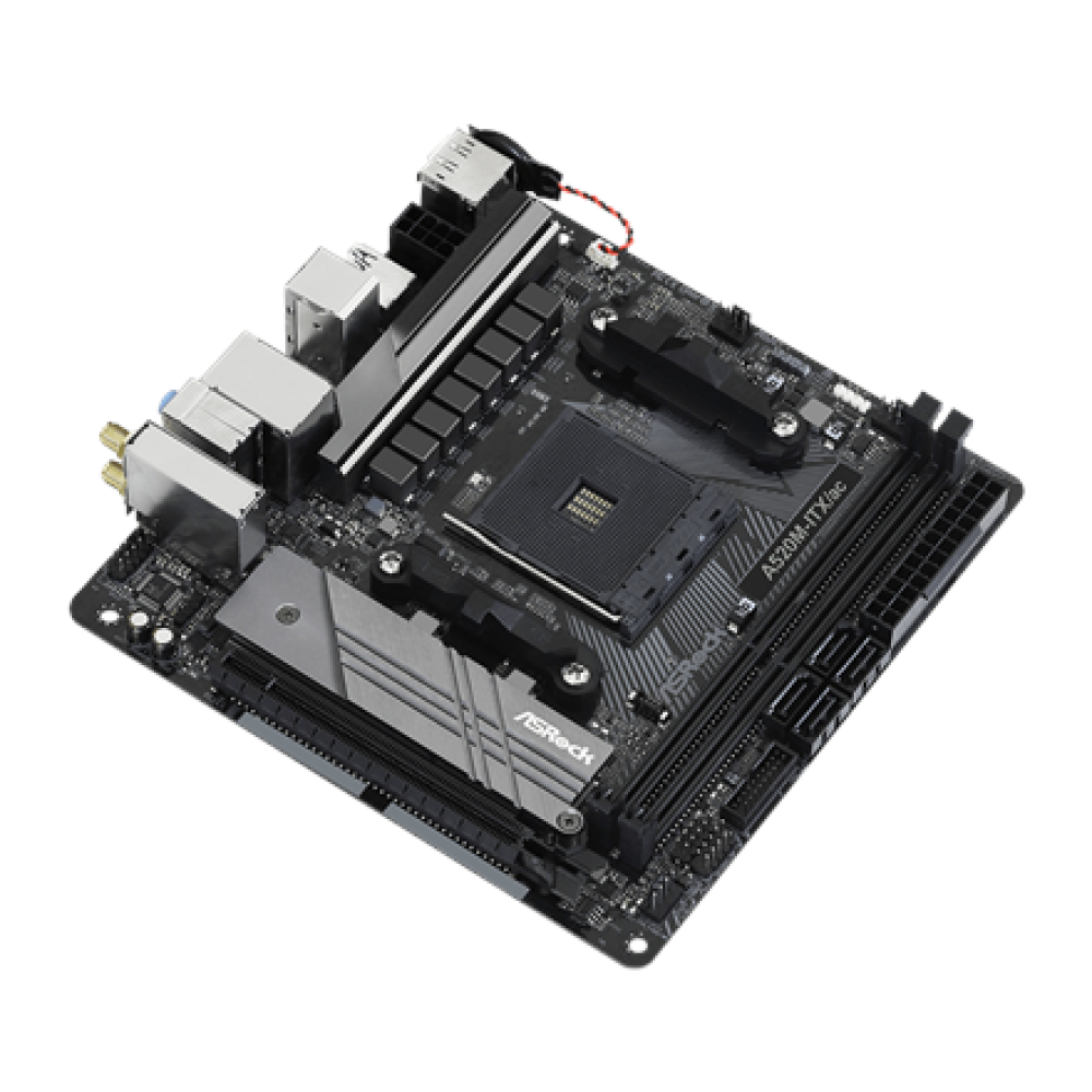 ASRock A520M-ITX/AC , Processor family AMD , Processor socket AM4 , DDR4 , Supported hard disk drive interfaces SATA, M.2 , Number of SATA connectors 4
