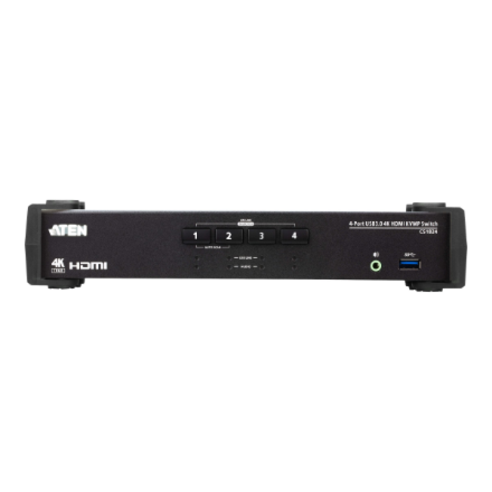 Aten 4-Port USB 3.0 4K HDMI KVMP Switch with Audio Mixer Mode , CS1824