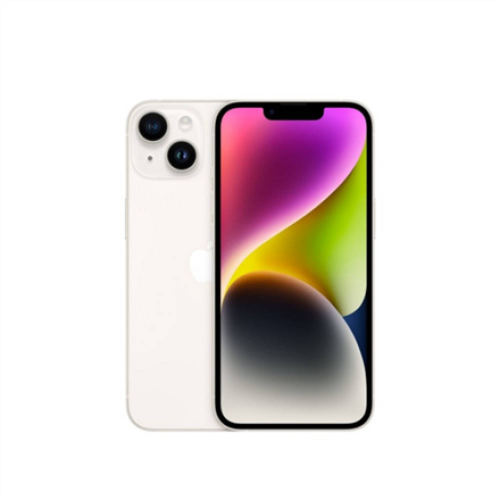 Apple , iPhone 14 , Starlight , 6.1 , Super Retina XDR , 2532 x 1170 pixels , Apple , A15 Bionic , Internal RAM 4 GB , 128 GB , Dual SIM , Nano-SIM , 3G , 4G , 5G , Main camera resolution 12+12 MP , Secondary camera resolution 12 MP , iOS , 16 , 3279 mAh