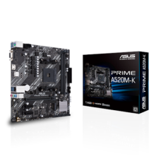 Asus PRIME A520M-K Processor family AMD, Processor socket AM4, DDR4, Memory slots 2, Supported hard disk drive interfaces M.2, SATA, Number of SATA connectors 4, Chipset AMD A, Micro ATX