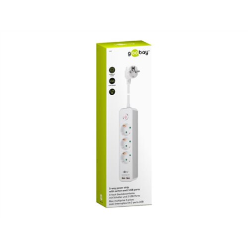 Goobay , 41264 3-Way Power Strip with Switch and USB , Sockets quantity 3