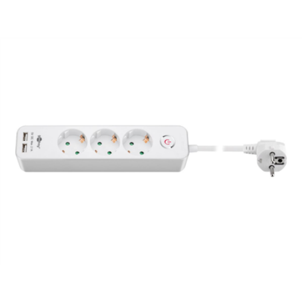 41264 3-Way Power Strip with Switch and USB , Sockets quantity 3