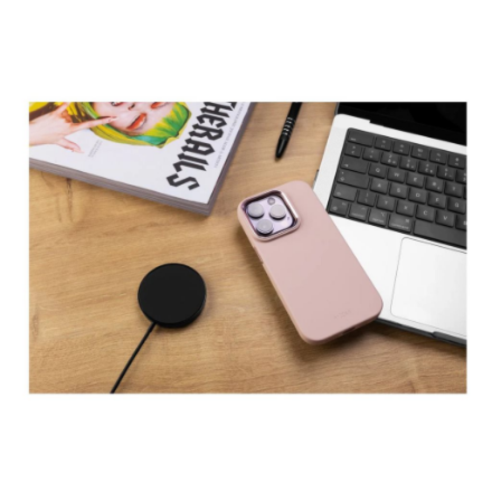 Fixed , MagFlow , Back cover , Apple , iPhone 15 Pro , Liquid silicon , Pink