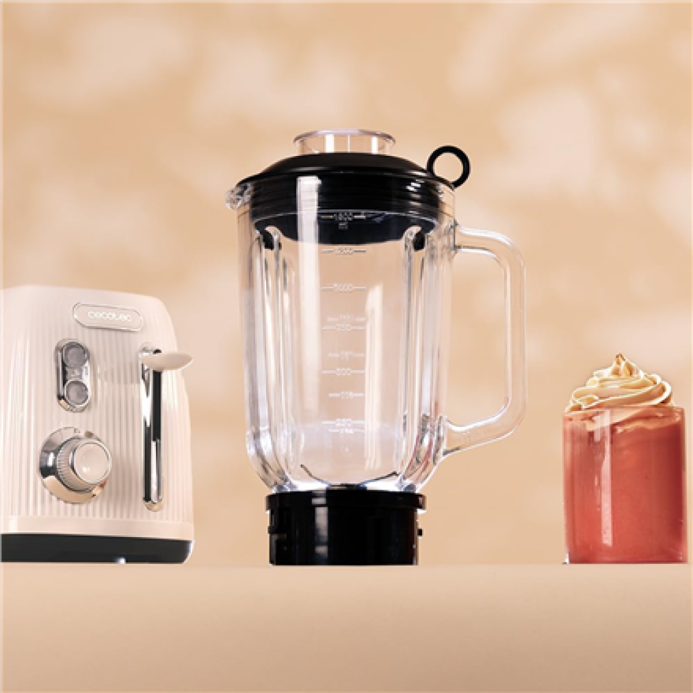 Blender , Power Black Titanium RetroBeige , Cecotec Tabletop , 1200 W , Jar capacity 1.5 L , Jar material Glass , Beige