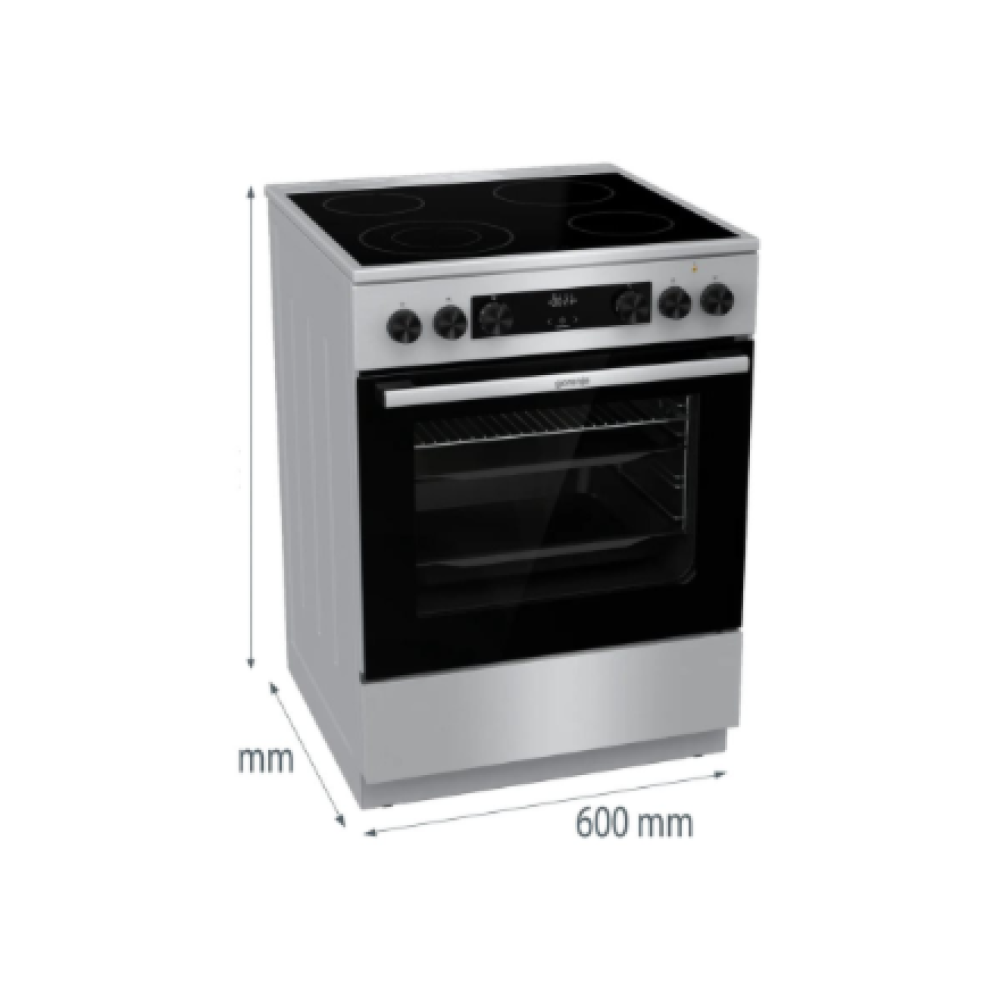 Gorenje GECS6C70XC , Cooker , Hob type Ceramic , Oven type Electric , Stainless steel , Width 60 cm , Grilling , Depth 60 cm , 71 L