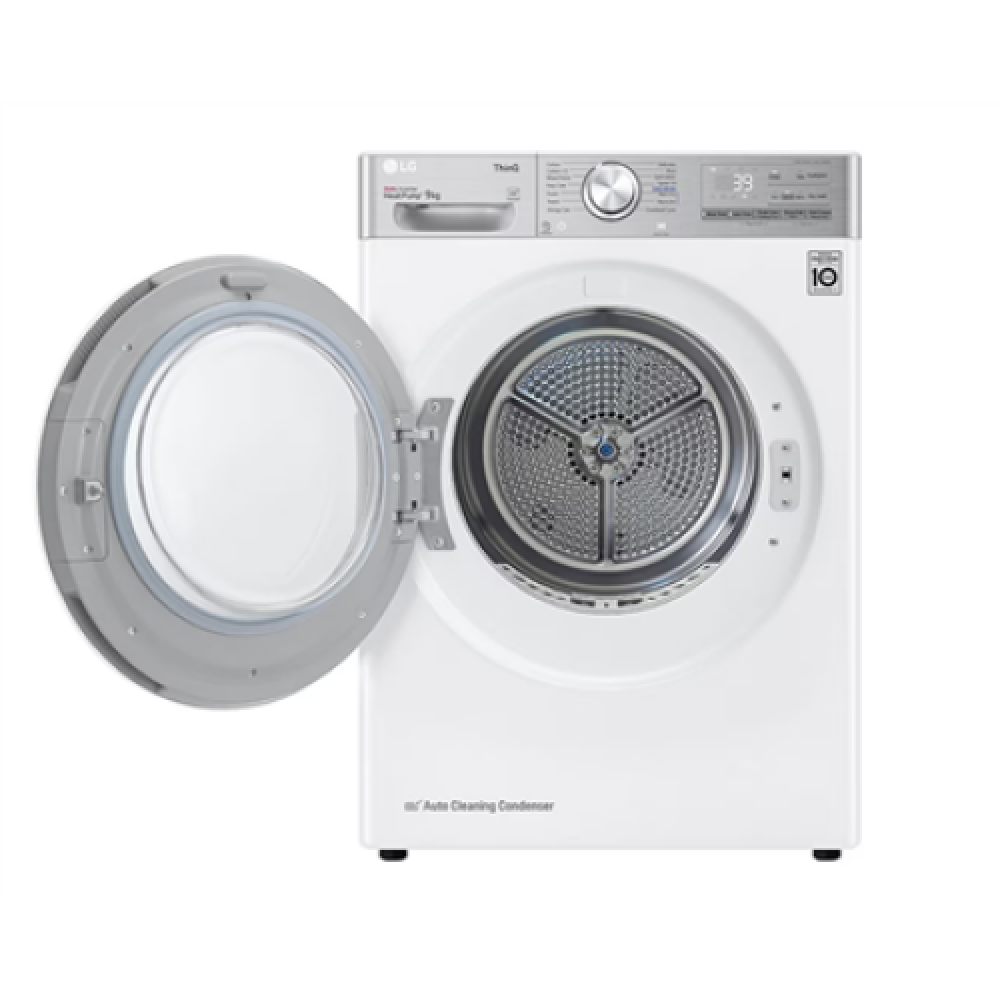 LG , Dryer Machine , RH90V9AV2QR , Energy efficiency class A+++ , Front loading , 9 kg , LED , Depth 69 cm , Wi-Fi , White