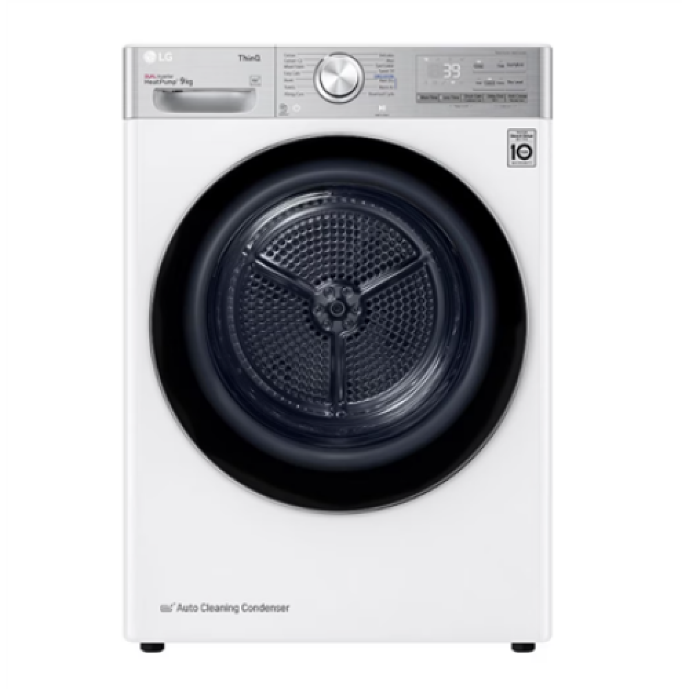 LG , Dryer Machine , RH90V9AV2QR , Energy efficiency class A+++ , Front loading , 9 kg , LED , Depth 69 cm , Wi-Fi , White